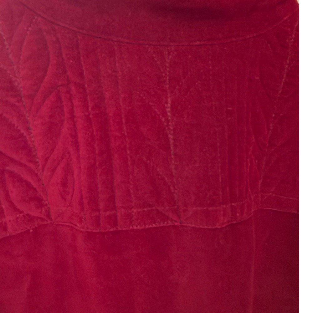 Tibetan Trader Womens Large Burgundy Red Quilted Velvet Mandarin Collar Jacket L - Picture 4 of 5